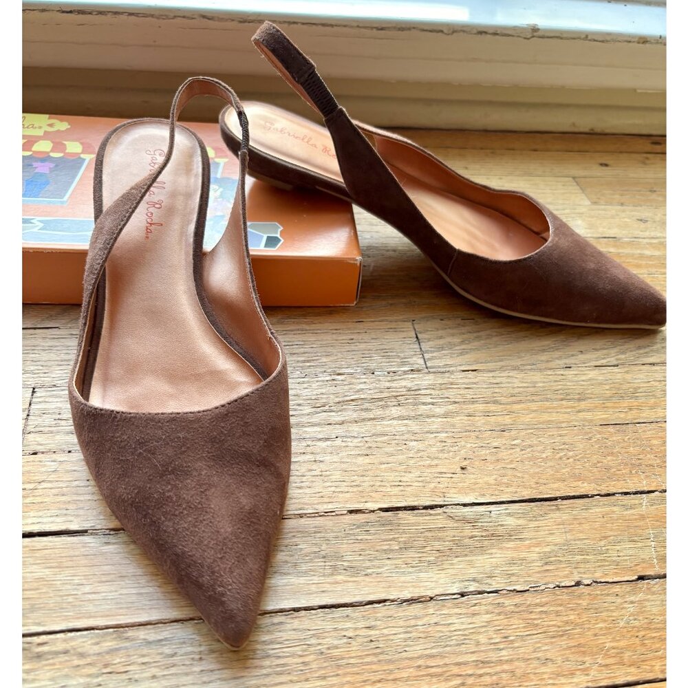 Gabriella Rocha "Fabia" Pointed Brown Suede Slingbacks - Y2K Vintage